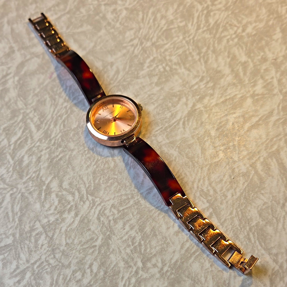 Laura Ashley Women’s Quartz Watch Gold Dial Roman Numerals Tortoise